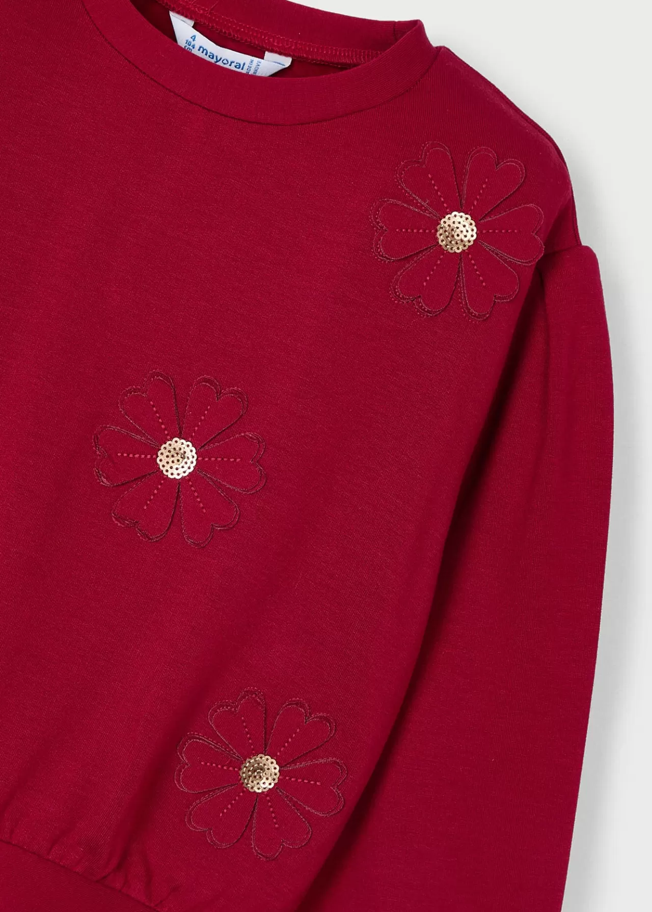 Fashion Mayoral Bluza z kwiatowymi aplikacjami dla dziewczynki Wiśniowy