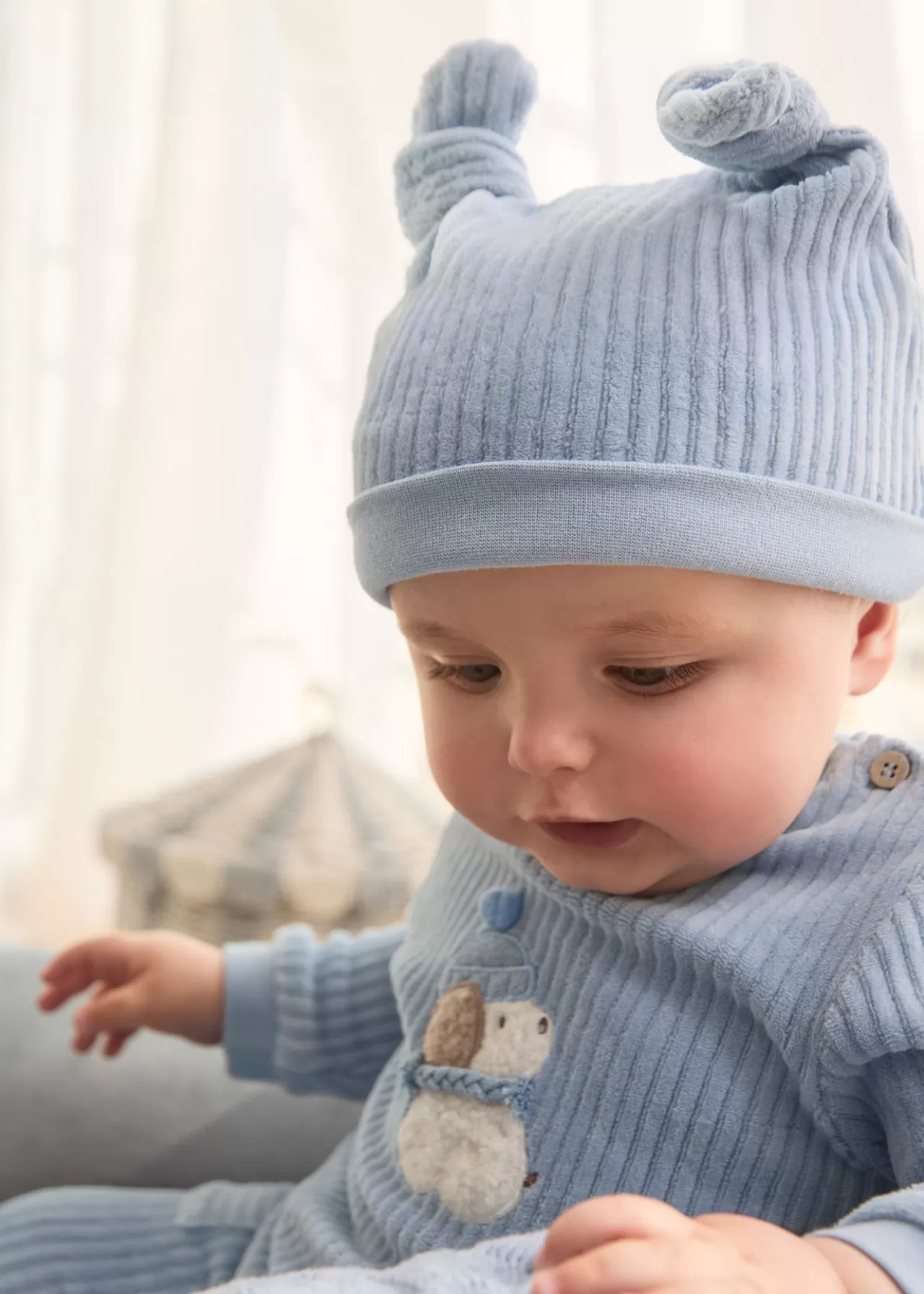 New Mayoral Dres 3-częściowy z dzianiny sztruksowej dla noworodka Sky
