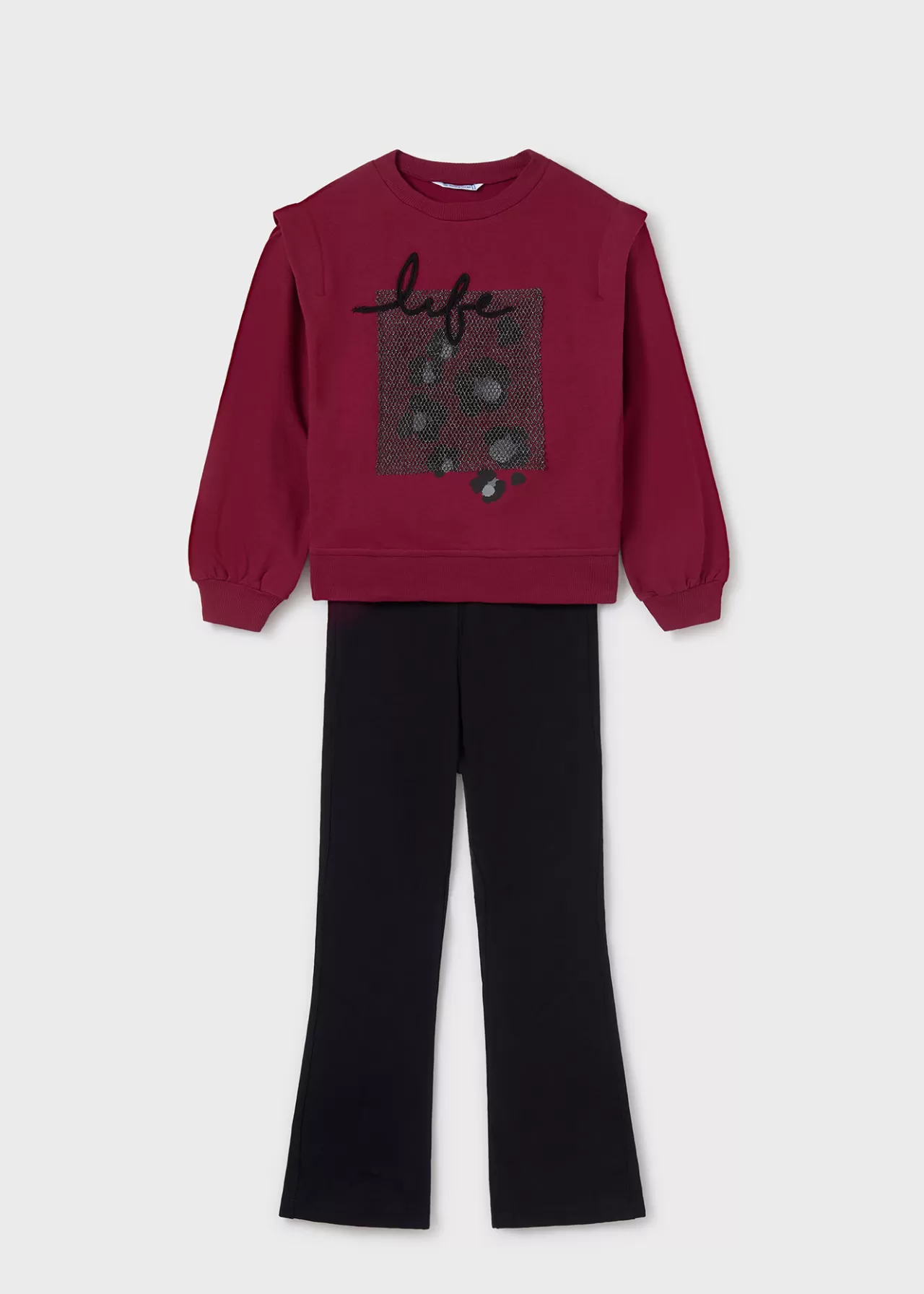 Fashion Mayoral Komplet z legginsami dzwonami dla dziewczynki Czarny