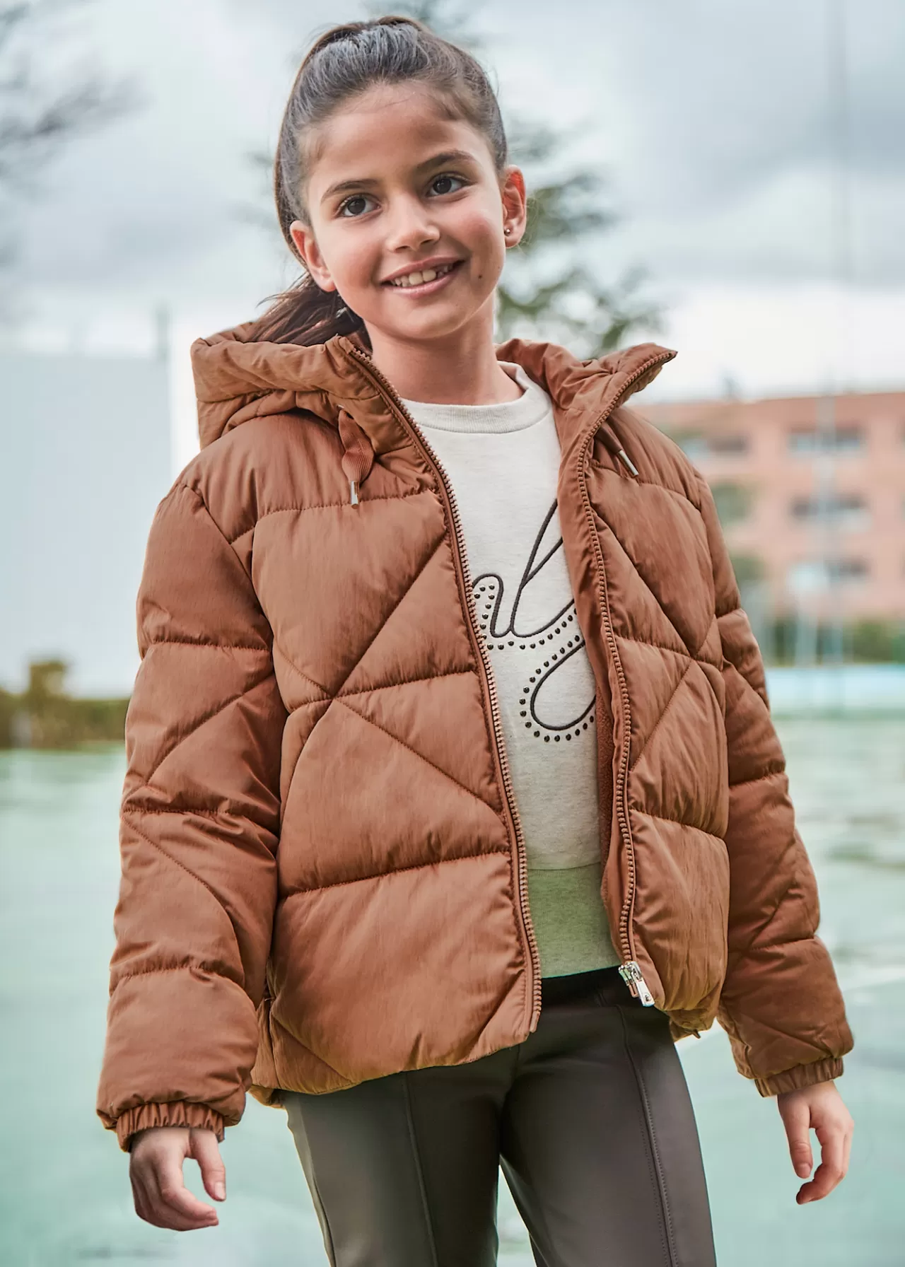 Discount Mayoral Kurtka pikowana dla dziewczynki Cynamon