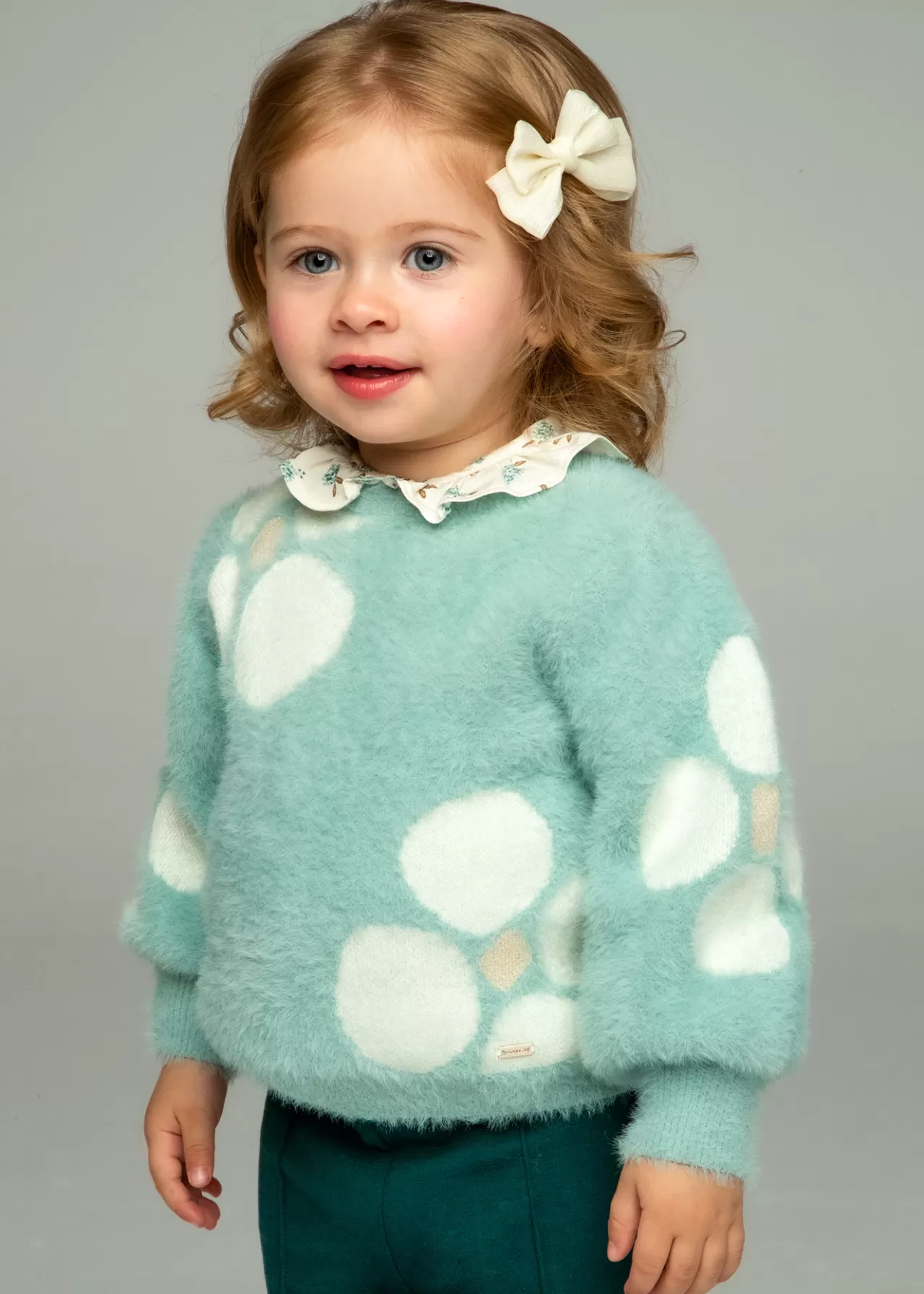 Hot Mayoral Sweter niemowlęcy w kwiaty Jadeitowazieleń