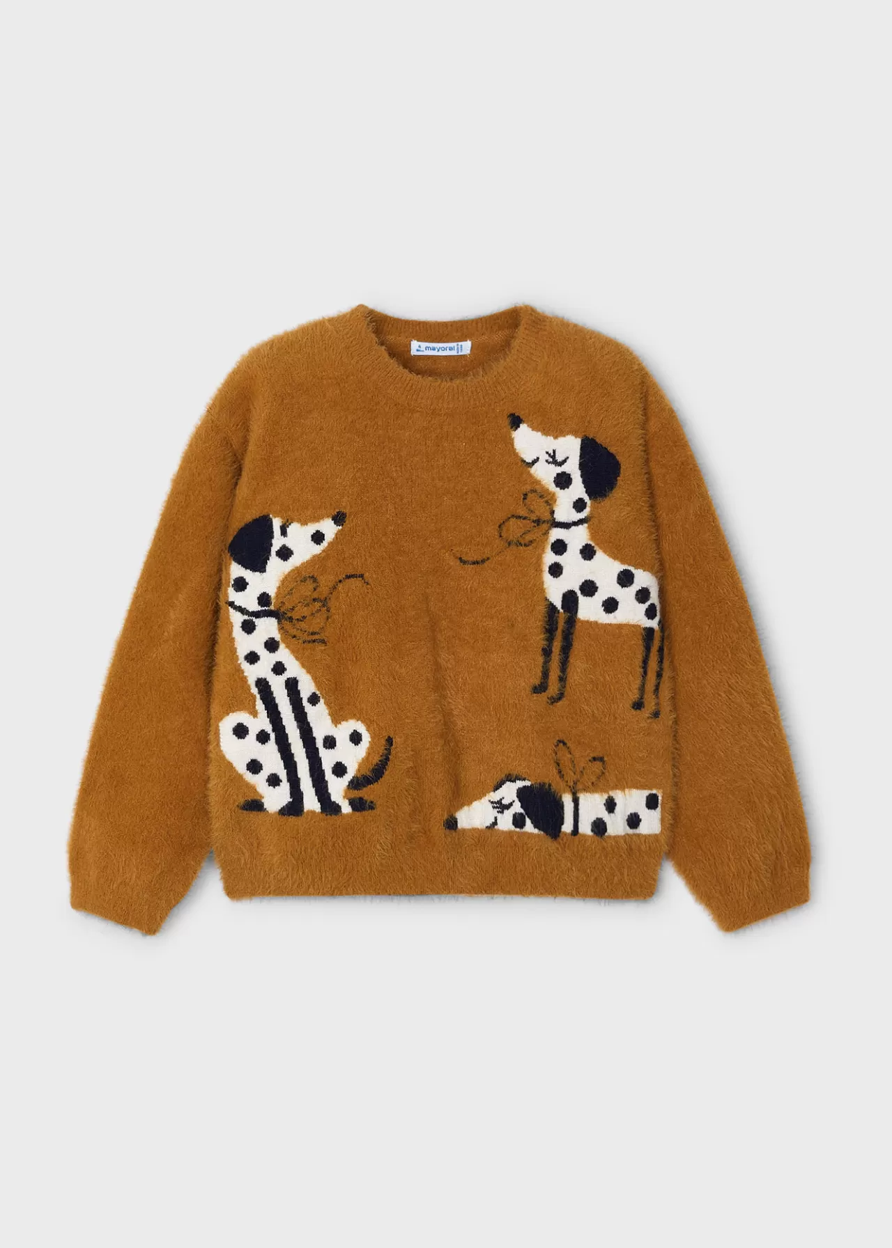 Fashion Mayoral Sweter z intarsją dla dziewczynki Karmel