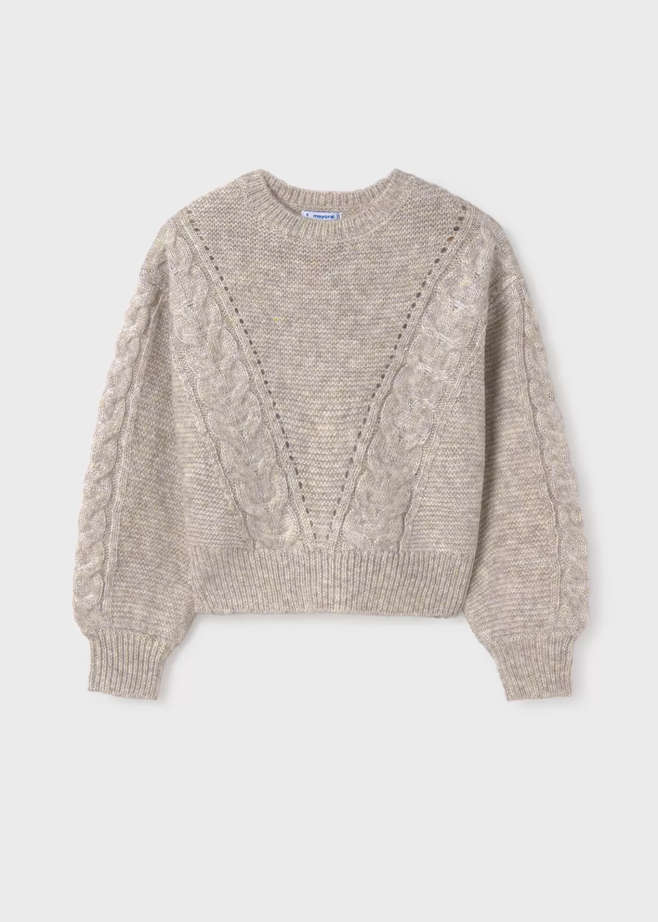 Hot Mayoral Sweter z plecionym motywem dla dziewczynki Kamiennybeżmix