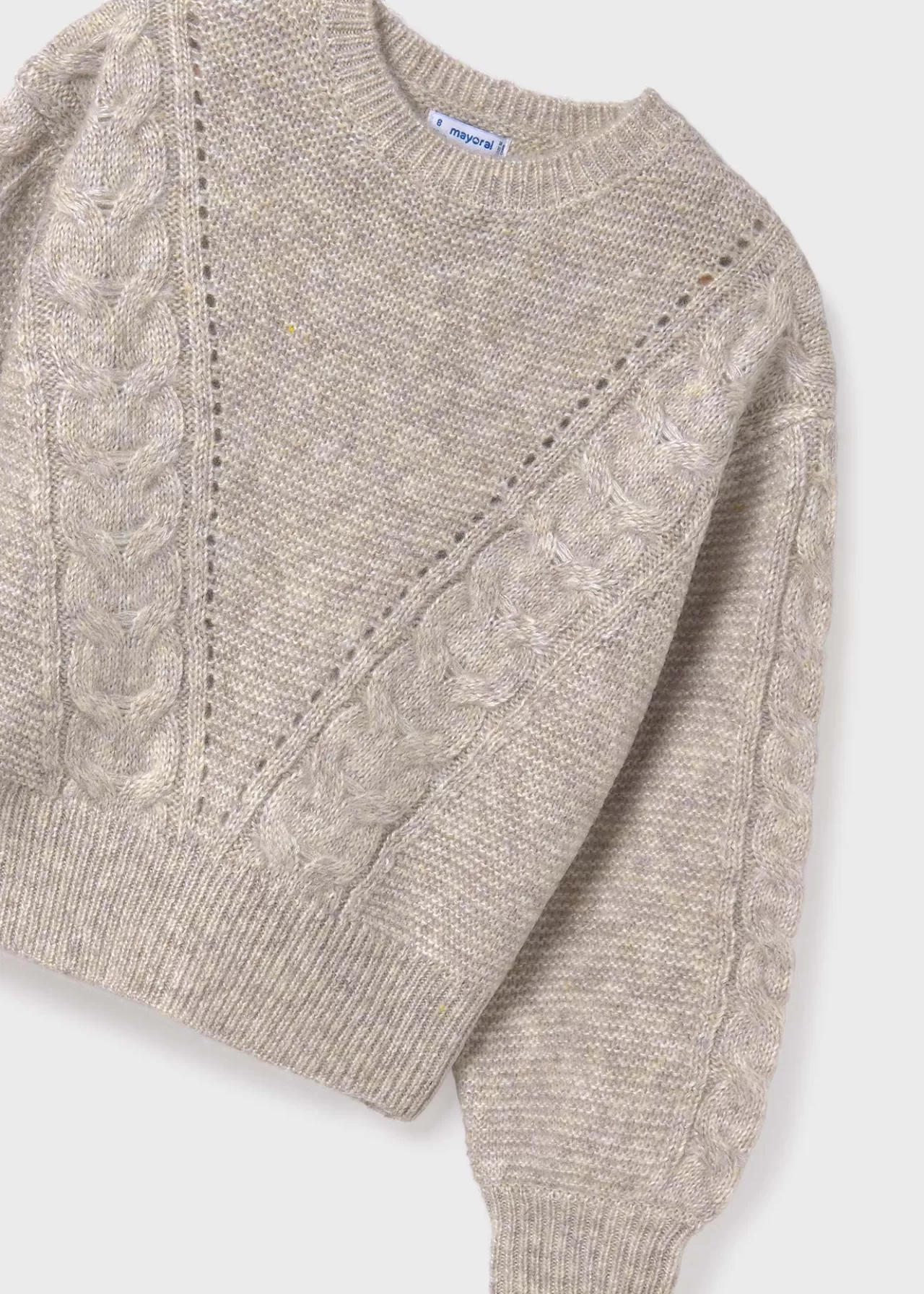 Hot Mayoral Sweter z plecionym motywem dla dziewczynki Kamiennybeżmix