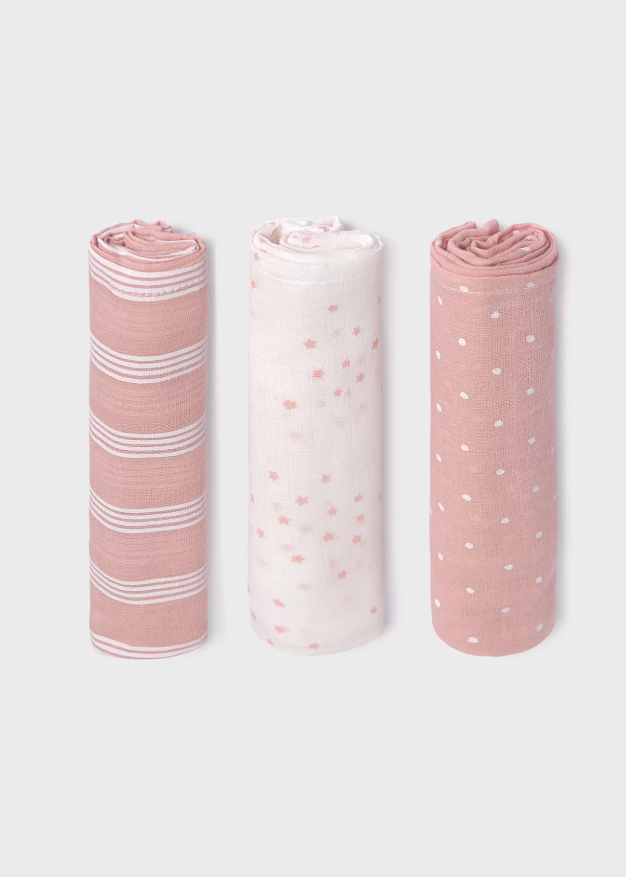 Online Mayoral Zestaw 3 pieluszek Better Cotton dla niemowlęcia Mistypink